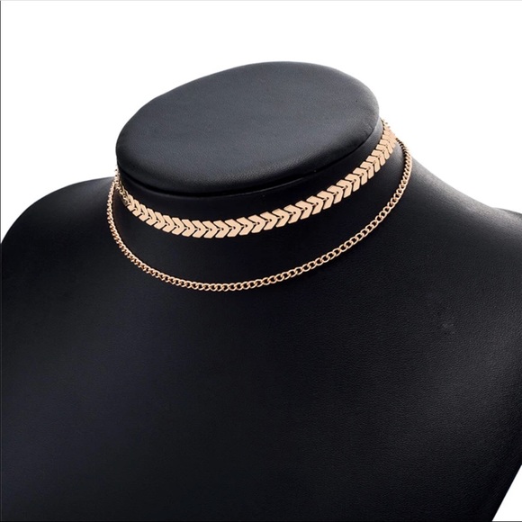 2 layers choker necklace gold/silver - Picture 2 of 3